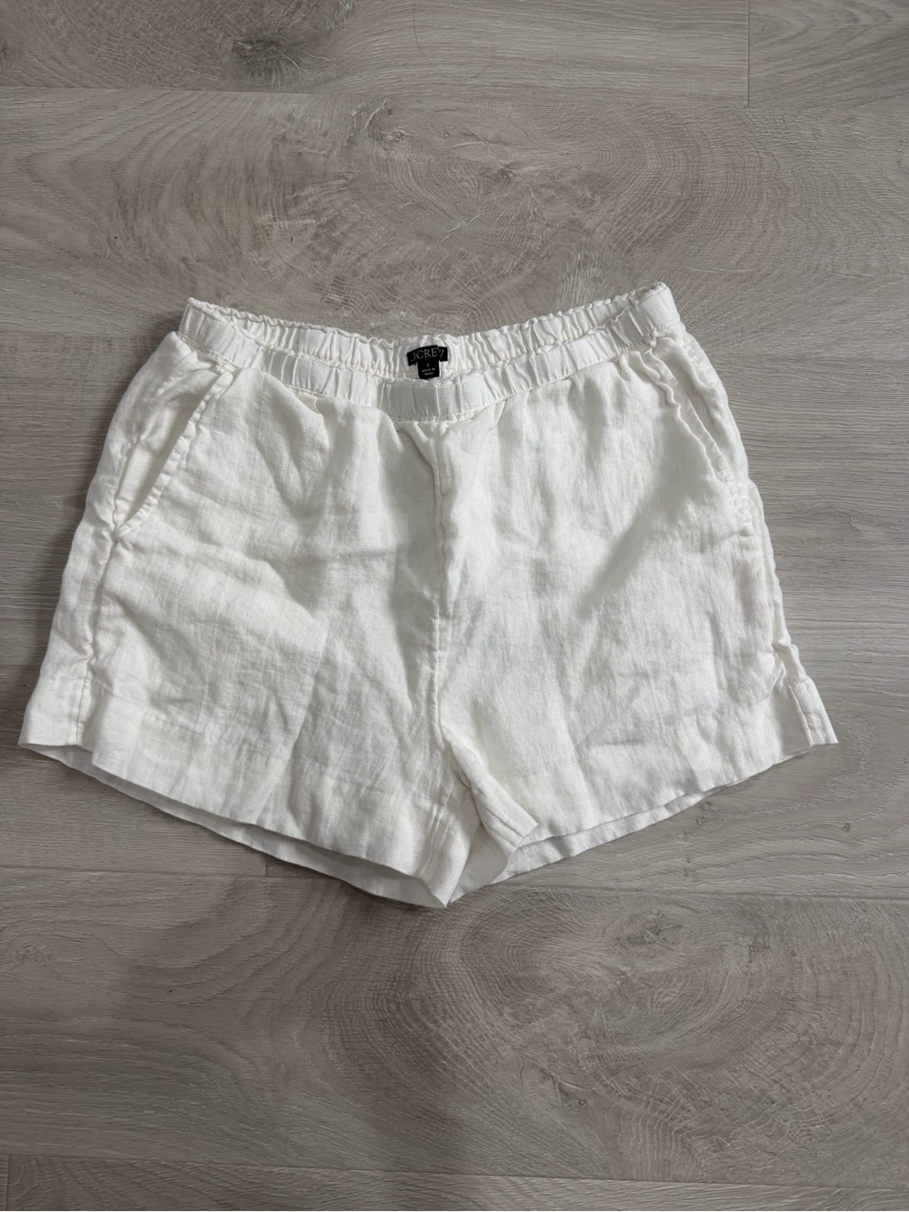 J. Crew White Linen-Blend Elastic-Waist Shorts